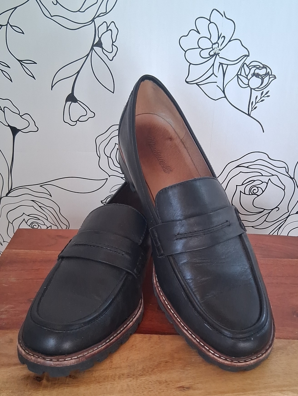 Madewell The Corinne Lugsole Loafers Black 10 Leather